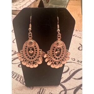Rose gold tone chandelier earrings